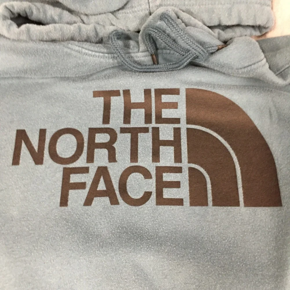 The North Face Mens XL Half Dome Pullover Hoodie Blue Teal Brown Logo Fleece